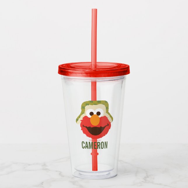 Elmo Woodland Face | Add Your Name Acrylic Tumbler (Front)