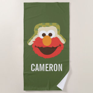 Elmo Woodland Face Add Your Name Beach Towel