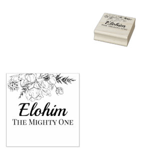 Elohim Hebrew Names of God Typography Rubber Stamp