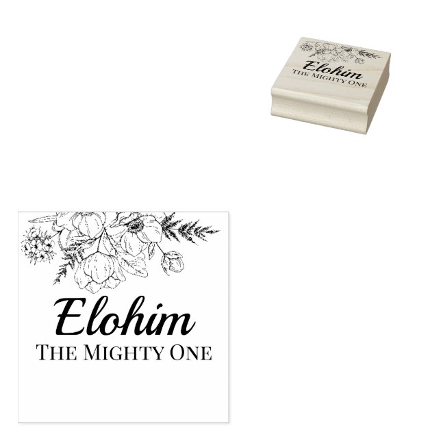 Elohim Hebrew Names of God Typography Rubber Stamp (Stamped)
