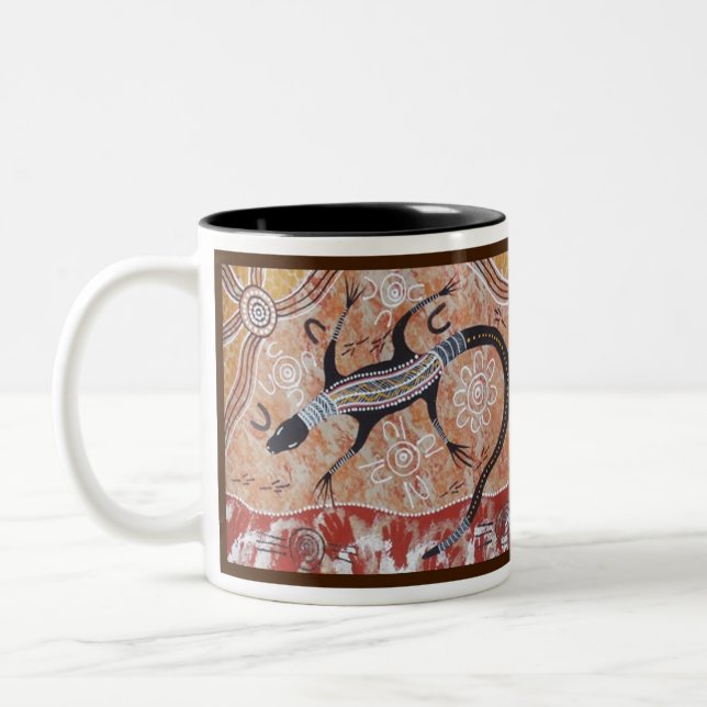 Eloi Jerra (Goanna) Dreaming with Dreamtime Story Two-Tone Coffee Mug (Left)