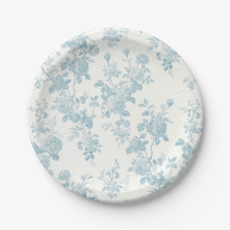 Eloise Floral, powder blue Paper Plate