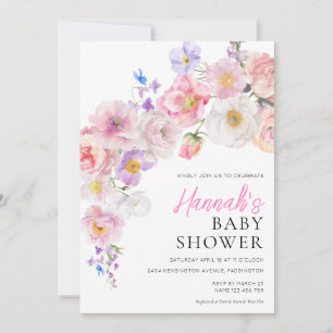 Eloise Pink Floral Baby Shower Invitation