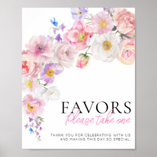 Eloise Pink Floral Favours Sign