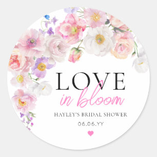 Eloise Pink Floral Love In Bloom Bridal Shower Classic Round Sticker