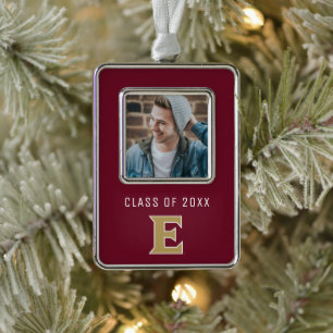 Elon University E   Class of 20XX Silver Plated Framed Ornament
