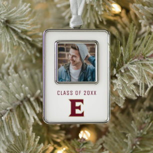 Elon University E   Class of 20XX Silver Plated Framed Ornament