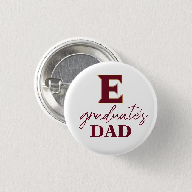 Elon University E | Graduate's Dad 3 Cm Round Badge (Front & Back)