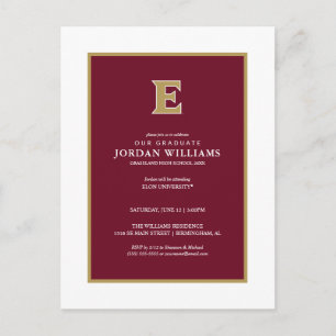 Elon University E Graduation Announcement Postcard