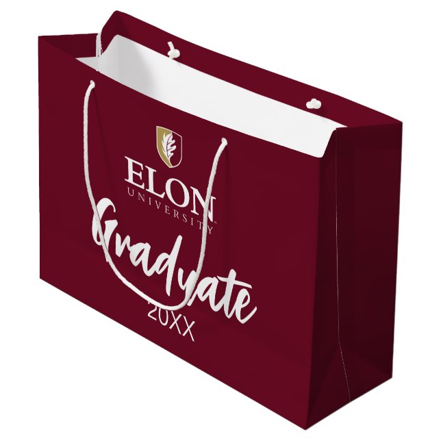 Elon University | Graduate 20XX Large Gift Bag (Front Angled)