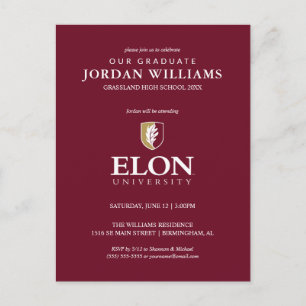 Elon University Graduation Announcement Postcard