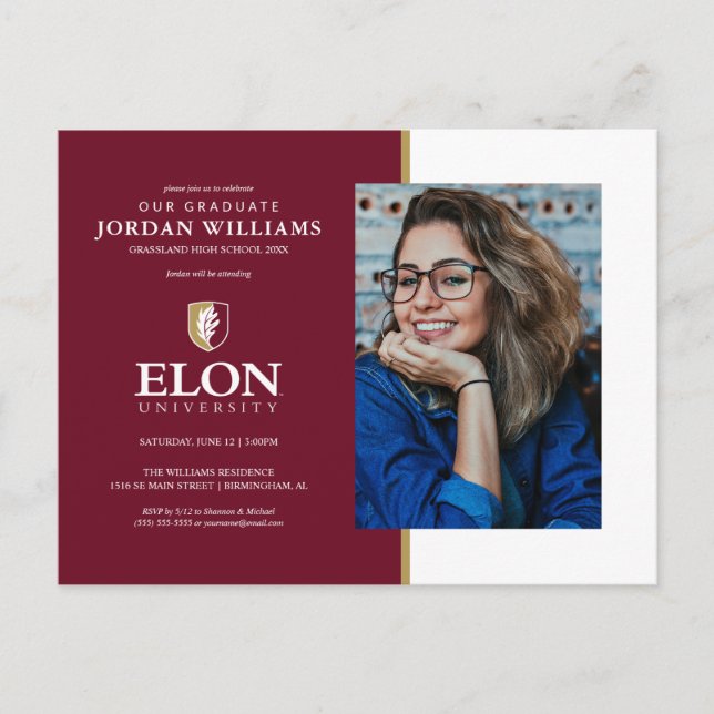 Elon University | Graduation Announcement Postcard (Front)