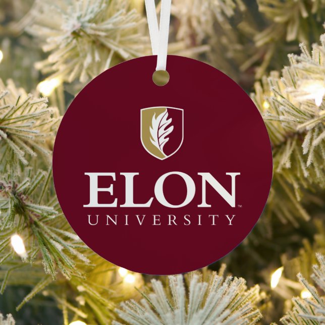 Elon University Metal Tree Decoration (Insitu)