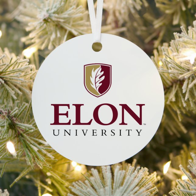 Elon University Metal Tree Decoration (Insitu)