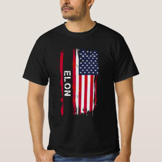Elon Vintage Font USA Flag T-Shirt