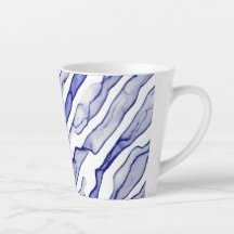 Elongated Blue and White Marble Veins Latte Mug