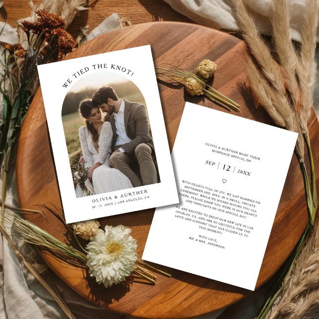 Eloped Boho Budget We Tied The Knot Wedding Photo Announcement (Creator Uploaded)