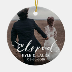 Eloped Marriage Announcement Photo Ornament