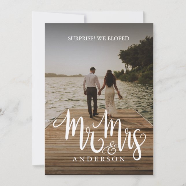 Eloped Mr Mrs [Last Name] Marriage Announcement (Front)