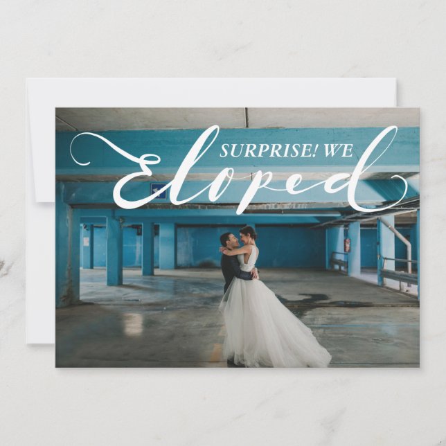 "Eloped" Surprise Marriage Elegant Announcement (Front)