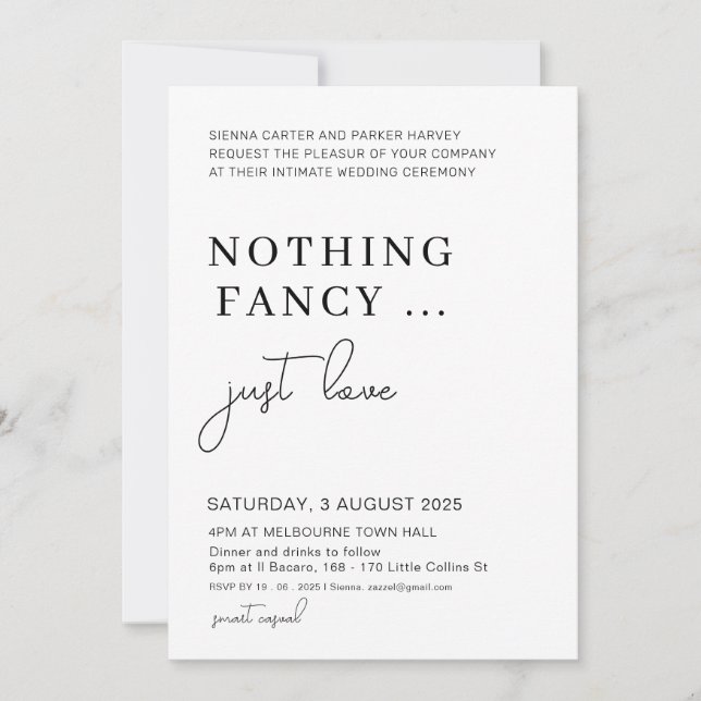  Elopement After Party, Nothing Fancy Just Love Invitation (Front)