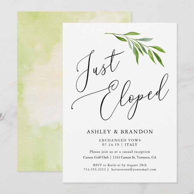 Elopement Announcement Cards | Just Eloped (Front/Back)