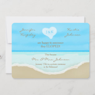 Elopement Announcement Invitation Beach Watercolor