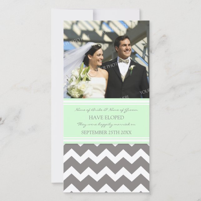 Elopement Announcement Photo Card Grey Chevron (Front)