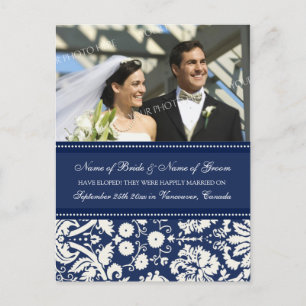 Elopement Announcement Photo Postcards Blue