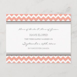 Elopement Announcement Postcards Coral Grey