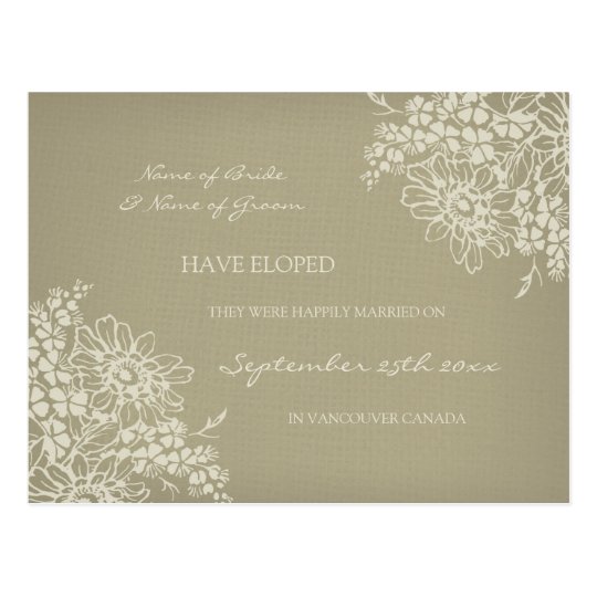 Elopement Announcement Postcards Vintage Floral