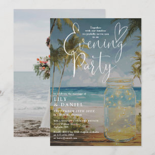 Elopement Beach Mason Jar Evening Party Photo Invitation