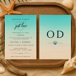 Elopement Beach Tropical Modern Wedding Reception Invitation