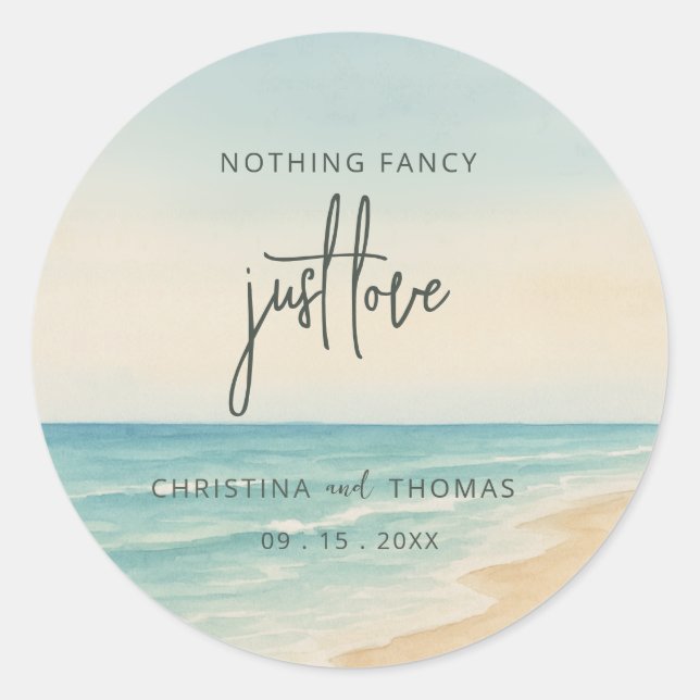 Elopement Beach Wedding Classic Round Sticker (Front)