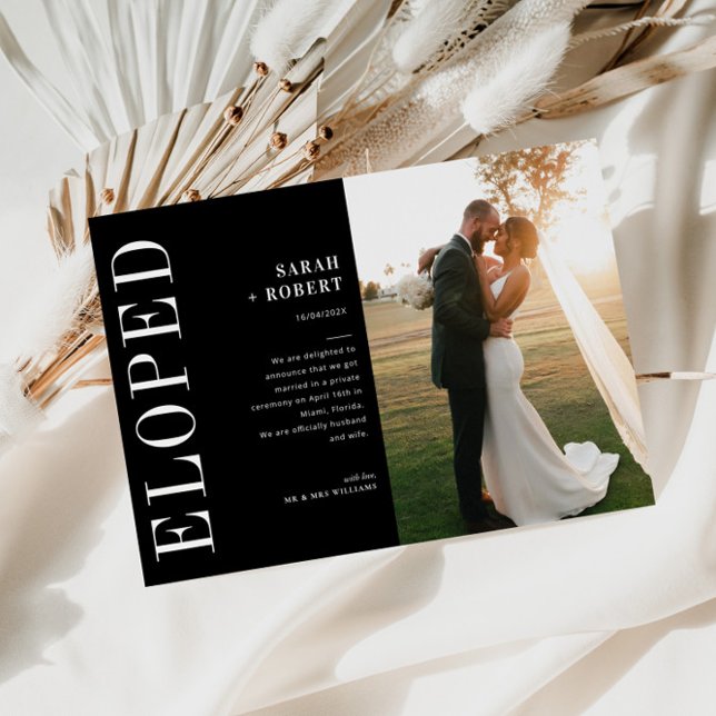 elopement black and white wedding announcement (Creator Uploaded)