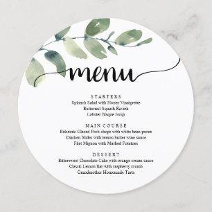 Elopement Dinner Modern Rustic Eucalyptus Greenery Menu