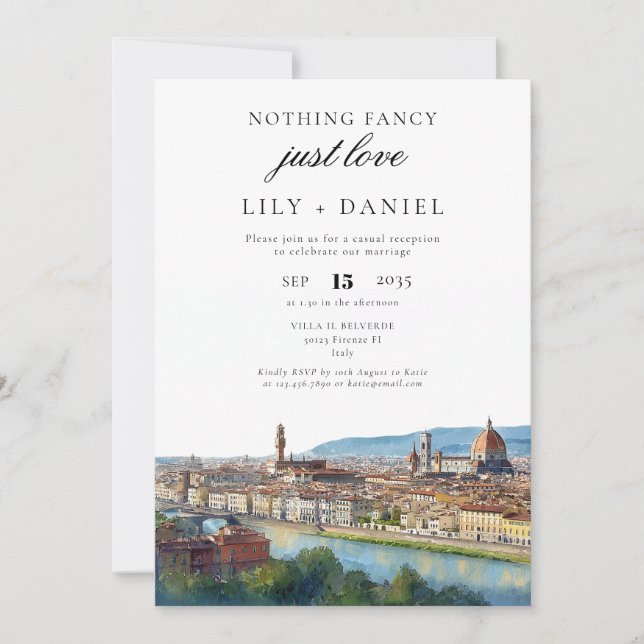 Elopement Florence Italy Wedding Reception Invitation (Front)