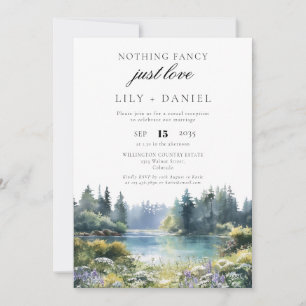 Elopement Forest Lakeside Floral Wedding Reception Invitation