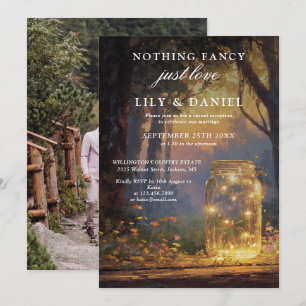 Elopement Forest Mason Jar Photo Wedding Reception Invitation