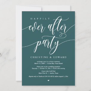 Elopement, Happily Ever After Party, Emerald Green Invitation