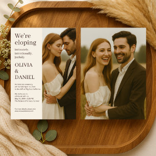 Elopement Minimalist Modern Elegant Photo Invitation