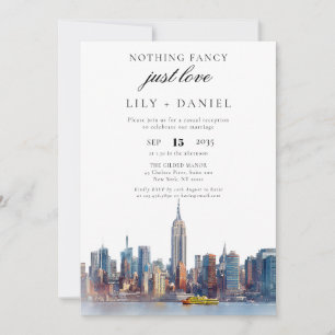 Elopement New York City Wedding Reception Invitation