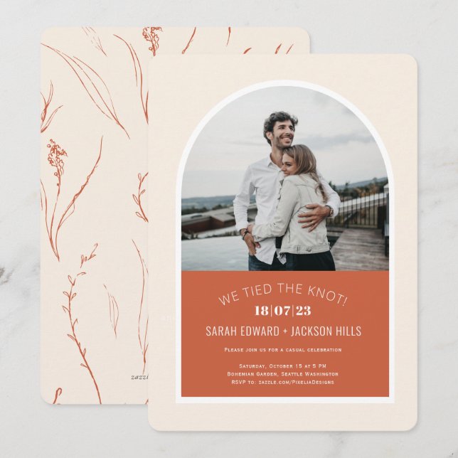 Elopement Photo Wedding Announcement Modern Arch (Front/Back)