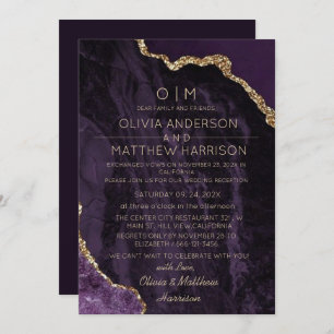 Elopement Purple Wedding Reception Invitation