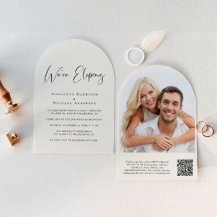Elopement QR Code Photo Arch Wedding Reception Invitation