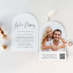 Elopement QR Code Photo Arch Wedding Reception Invitation