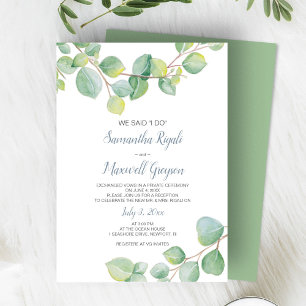 Elopement Reception Invitation, Eucalyptus Invitation