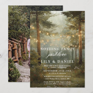 Elopement Rustic Forest Wedding Reception Photo Invitation
