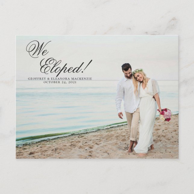 Elopement Tropical Pineapple Watercolor Wedding Announcement Postcard (Front)