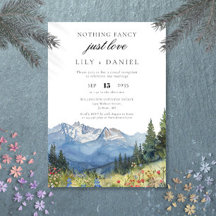 Elopement Watercolor Mountain Wedding Reception Invitation